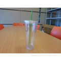 24oz reusable cheap gift plastic double wall cup with straw and lid